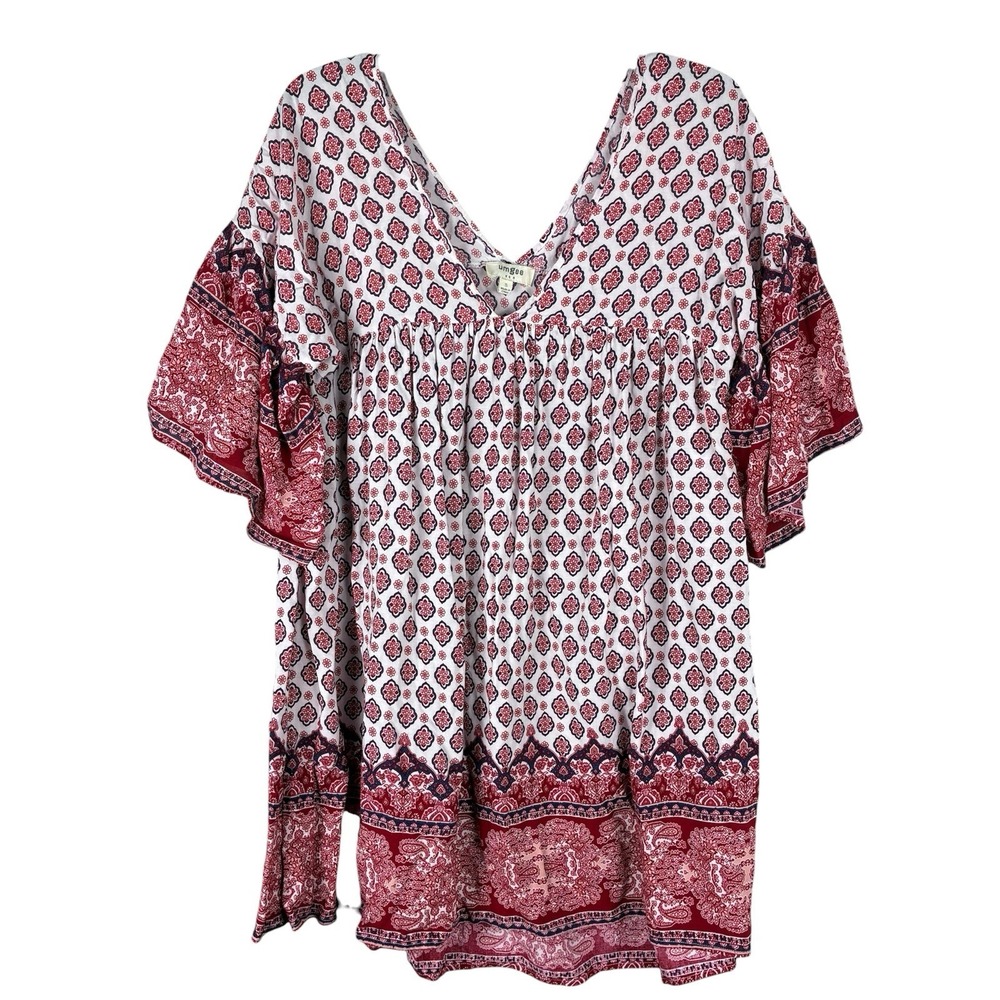Umgee Dress Womens Small Babydoll‎ Flutter Sleeve Boho Lightweight A-Line